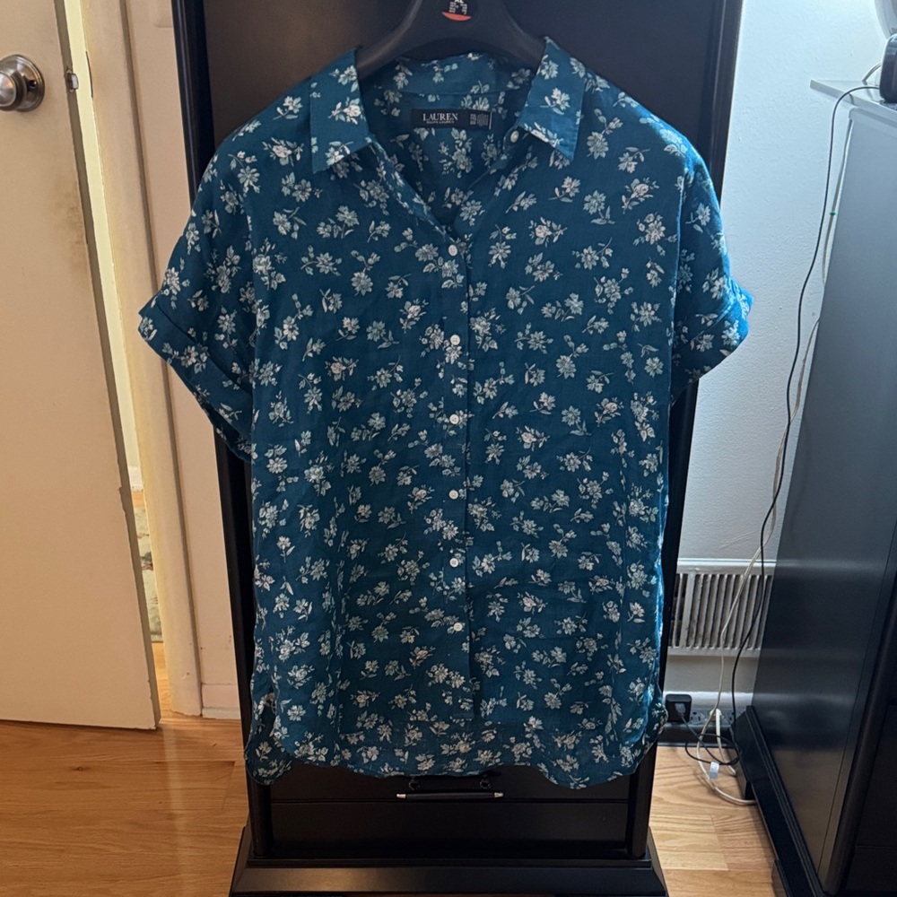 Ralph Lauren Teal Floral Women's Shirt